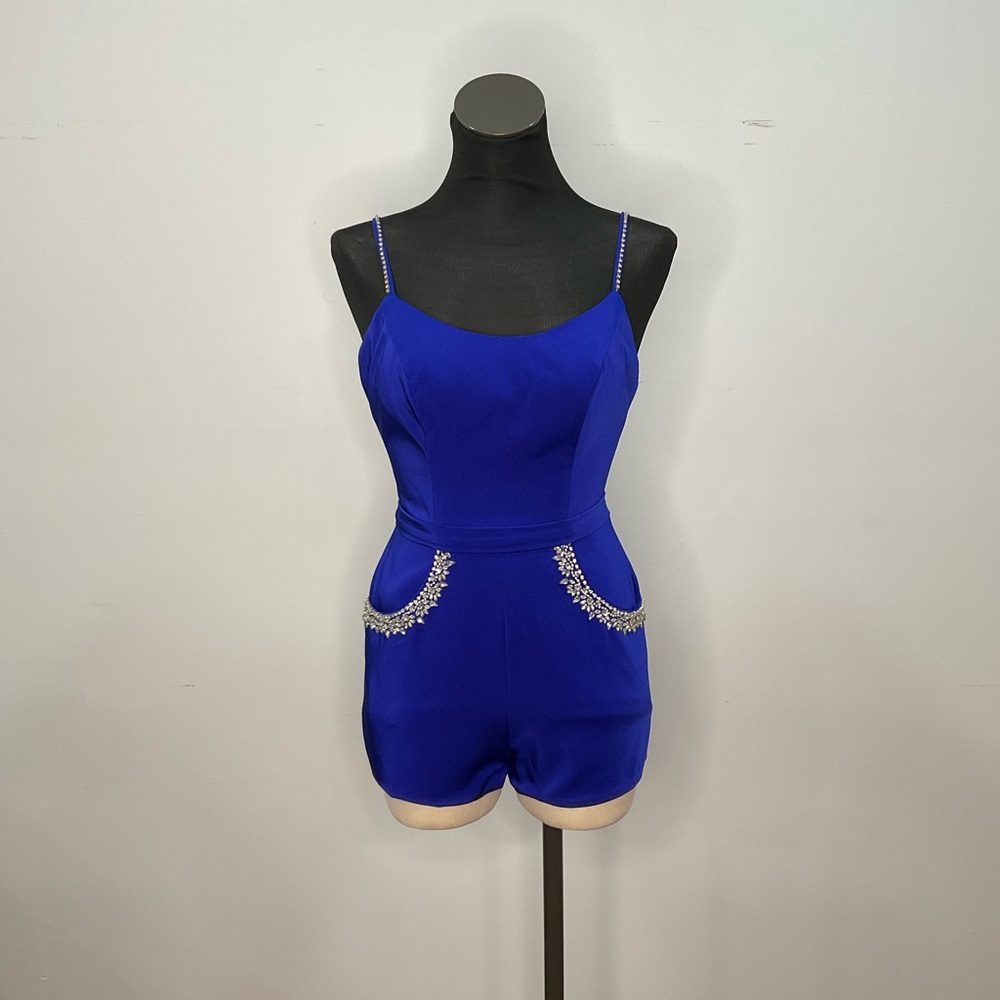 Blue Embellished Romper